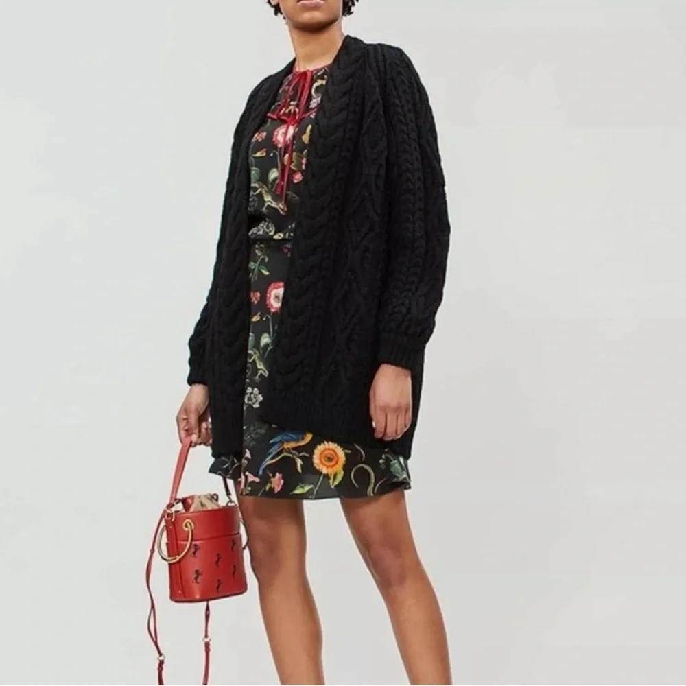 NWT MAJE Black Cable Knit Cardigan - Picture 1 of 5